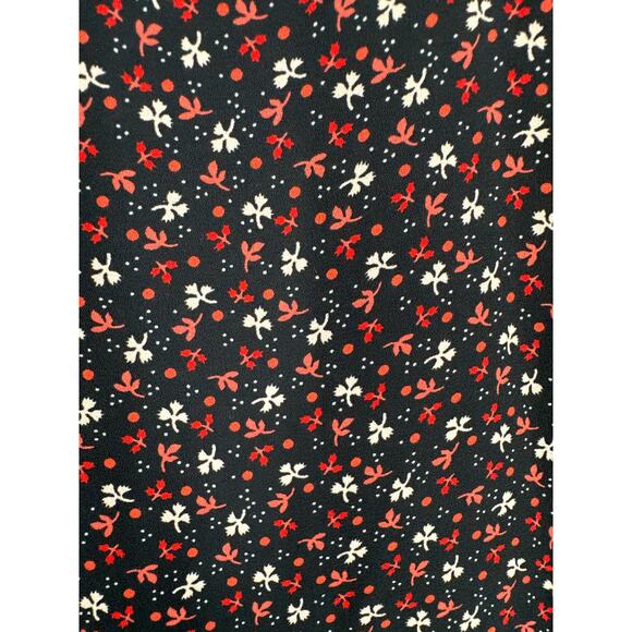 Loft Top Womens XL Black Floral Red Long Sleeve Ruffle Boho Cottagecore V Neck - Picture 4 of 8